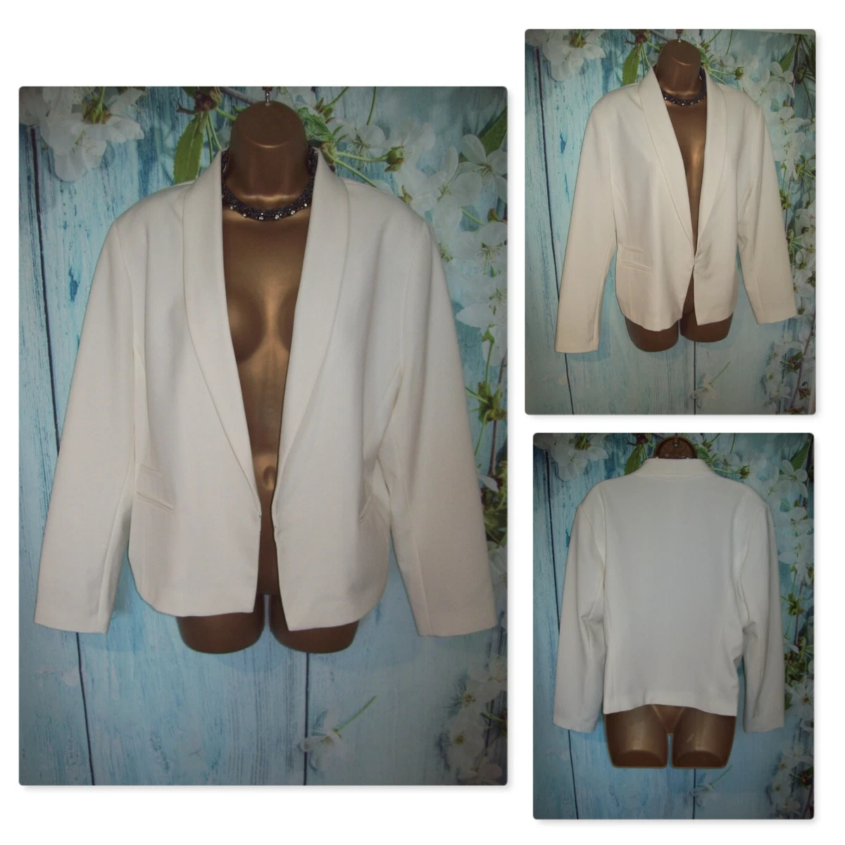 WALLIS IVORY SMART BLAZER SIZE 20 Lined Long sleeve edge to edge