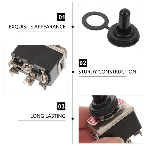 203A Heavy Duty Toggle Flick ON/OFF/ON Car Dash 12V DPDT with Waterproof Cap UK - Picture 12 of 12