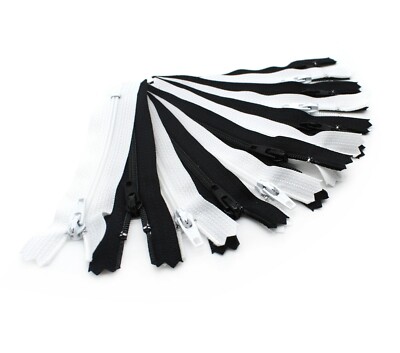 YKK #3 Nylon Coil Zippers Bulk Mixed (Black - White) Length 3''- 36''