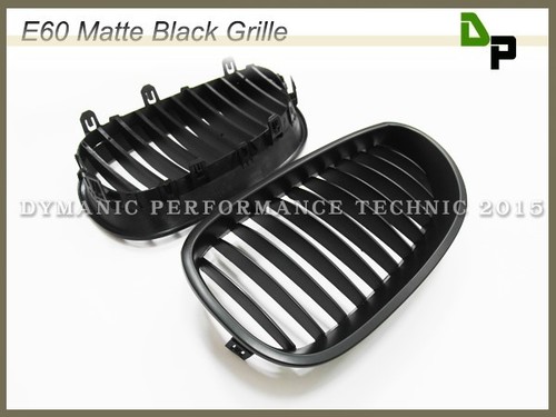 BMW Matte Black Front Grille For 2004-2010 E60 Model 528i 535i 550i Sedan/Wagon - Picture 2 of 3