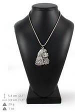 American Cocker Spaniel - silver plated necklace on silver cord, Art Dog USA