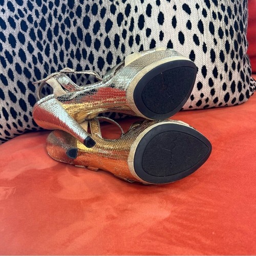 Tacchi a spillo Nina platform oro con cinturini intricati tg 6 - Foto 4 di 9