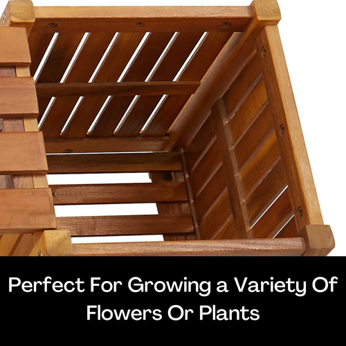 Wooden Garden Bench Outdoor Furniture Decorative Patio Seat With 2 Planter Boxes - Picture 11 of 13