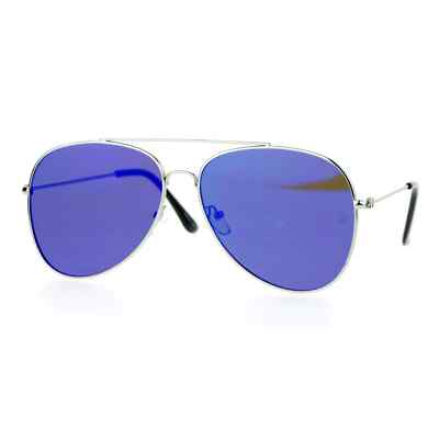 Super Flat Lens Silver Pilot Sunglasses Unisex Thin Metal Frame