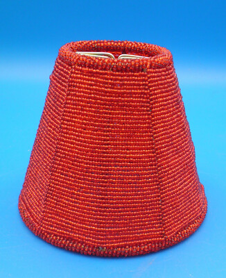 Red beaded lamp clip on shade NOS