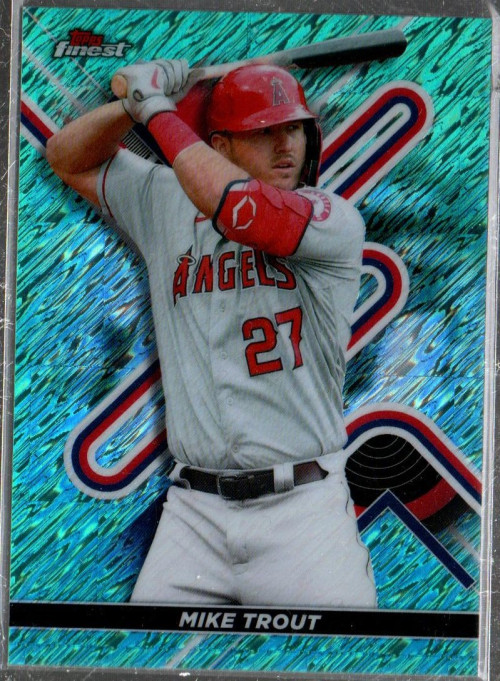 2022 Finest Aqua Shimmer Refractors #27 Mike Trout /175