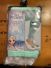 Disney Girls S 4-6 Princess Elsa Footless Tights Turquoise Frozen Costume