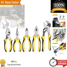 5-Piece Pliers Set, Pliers Tool Set Included 8" Groove Joint Pliers, 7" Lines...