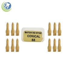 Dental Gold Plated Screw Posts Conical Cross Head Refill Size Small 5 #S5 12/Box