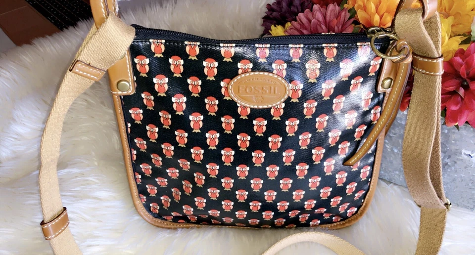 Bolso de lona/cuero con estampado de búho FOSSIL Foto 2 de 4