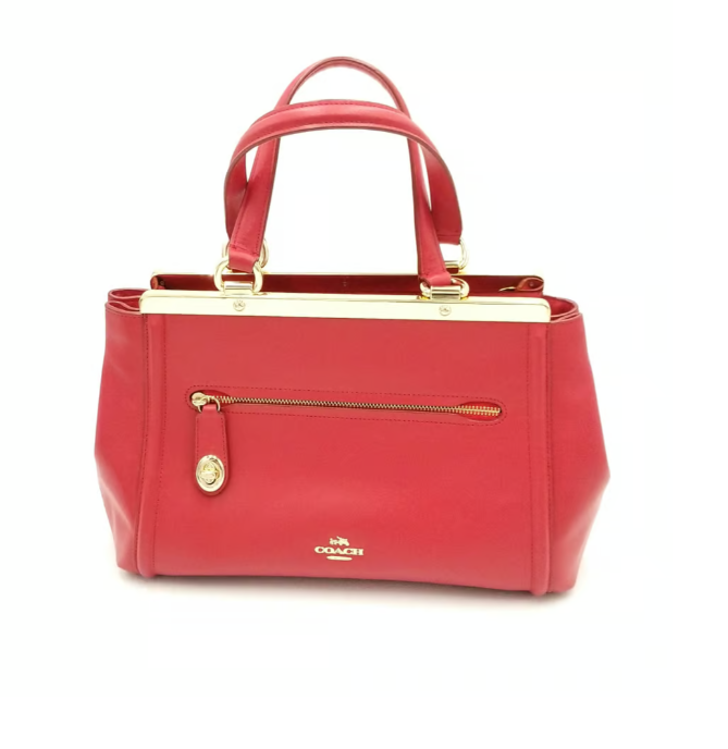 COACH ハンドバッグ レッド Coach Red Turn Lock Detail Zip Top Satchel | eBay