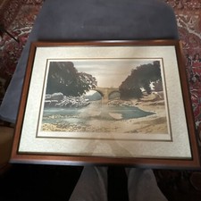 Vintage 1985 Original Simon Bull Etching Print Bridge At Kirby Lonsdale 