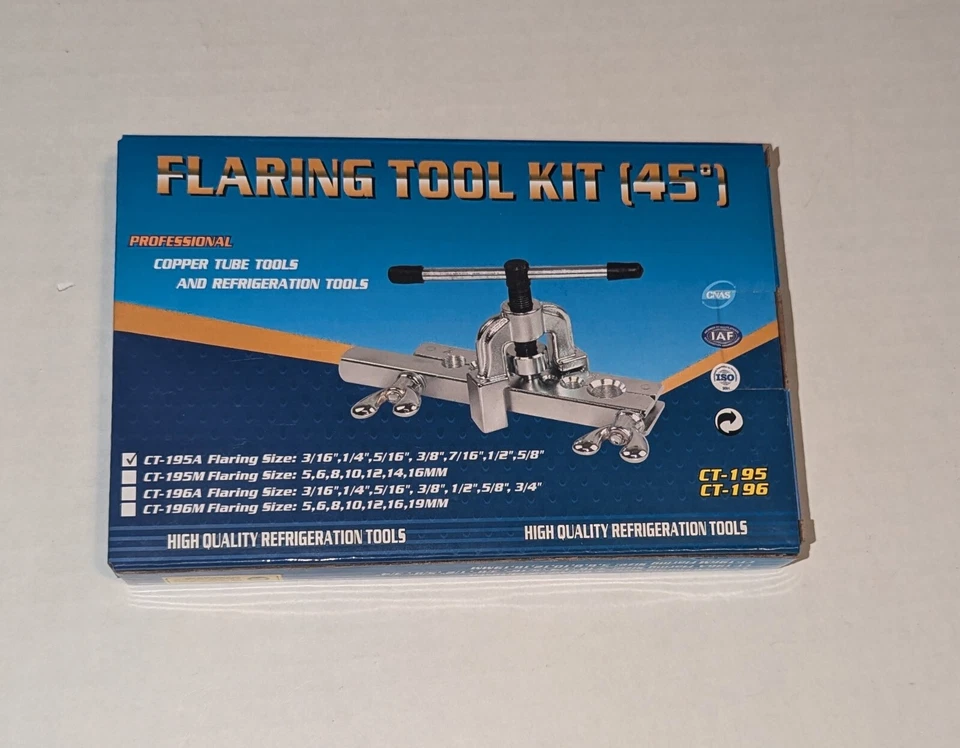 Flaring Tool Kit (45 Deg.) CT-195A, Sizes 3/16" 1/4" 5/16" 3/8" 7/16" 1/2" 5/8" - Image 2 of 3