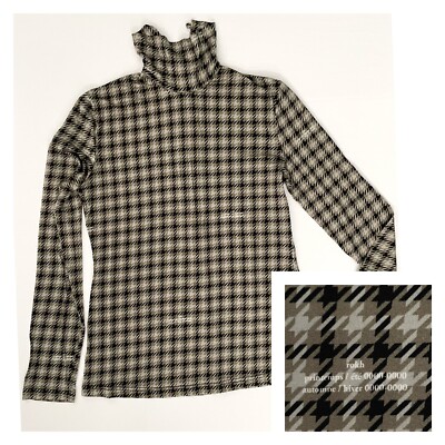 $300 ROKH HOUNDSTOOTH TURTLENECK IN MULTI 2 4 stretch long sleeve zip back small