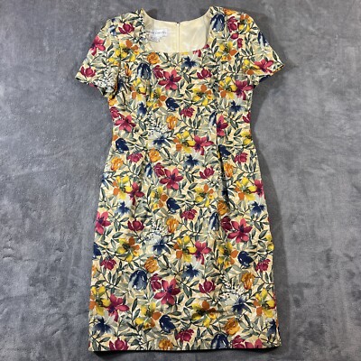 Maggy London Pink Floral Cottage Garden Brocade Fit Flare Sleeveless Tea  Dress 8 | eBay
