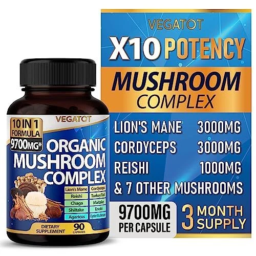 Mushroom Complex Supplement 9700mg 10 Herbs Lions Mane Reishi 3