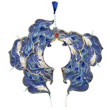 Asymmetrical False Collar Chinese Embroidery Feathered Tassels Yunjian Shawl