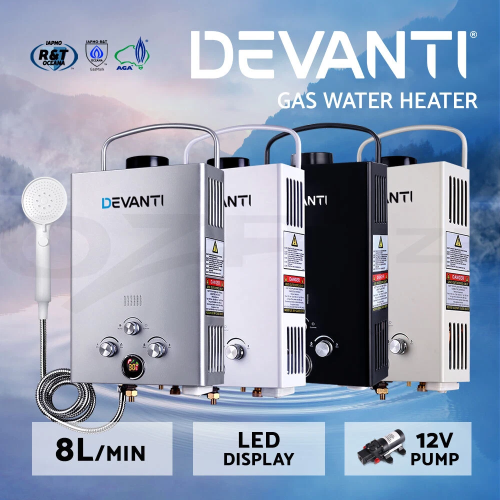 Devanti Instant Gas Hot Water System Heater Portable Shower LPG Caravan 4WD  Pump | eBay