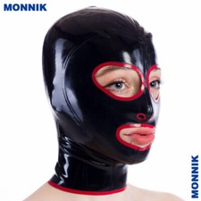 Latex Handmade hood with contrasting stripes Cosplay Party Club Wear Fetish BDSM