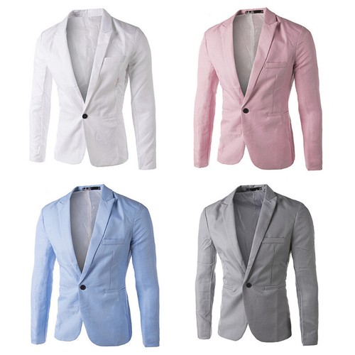 Men's Business One-Button Suit Casual Slim Fit Formal Blazer Coat Jacket Tops⊙ - Picture 14 of 30