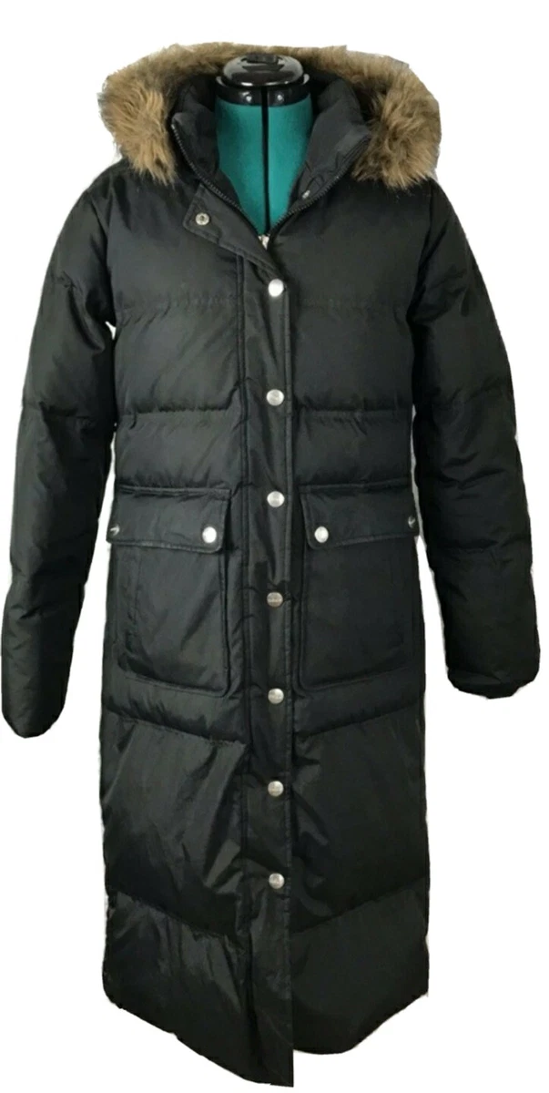 DKNY Women s Faux Fur Trim Hooded Maxi Puffer Coat Black Size S 350