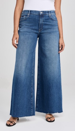 Mother The Swisher Sneak Fray Wide Leg Jean Womens 32 Punch Buggy Blue Raw Hem - Picture 2 of 13