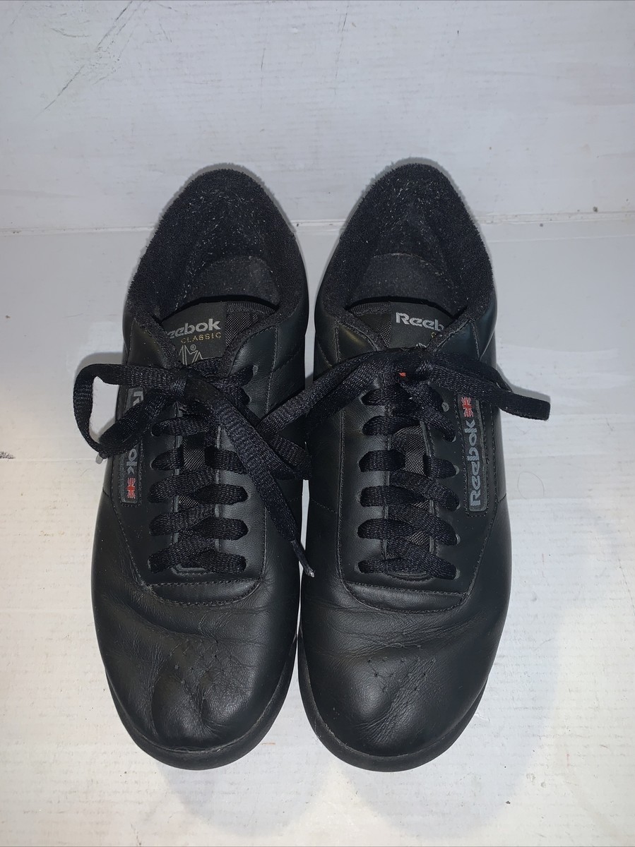 Reebok Classic Princess Black Leather Size Sneakers Nice!