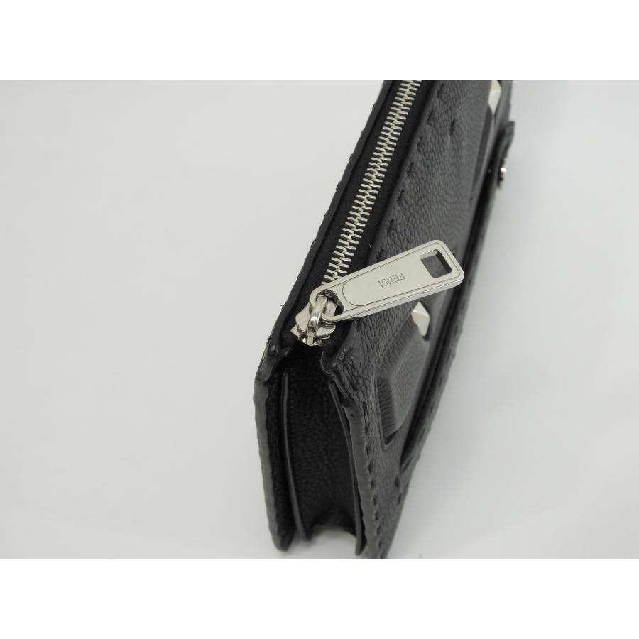 Fendi Clutch Bag Monster Selleria Leather Black Second Bag
