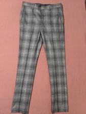 Murano Evan Fit Men's Plaid Gray Flat Front Straight Leg Dress Pants