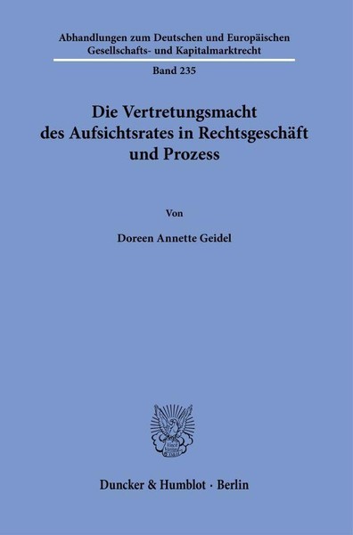 Die Vertretungsmacht Des Aufsichtsrates In RechtsgeschäFt Und Prozess Doree ...-image