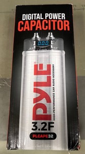 Pyle 32A Digital Power Capacitor - 3.2 Farad, Blue LED Display, Silver 1