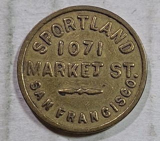 San Francisco California Sportland 1071 Market St. Good For 5 Points Token