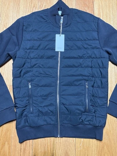 Reiss Hybrid Quilted Zip Through Jacket Coat Navy Felix Freddie Mens Size XS image 2