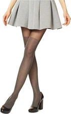 HUE Women’s Shimmer Accent Over The Knee Illusion Tights Black Gray S/M – Stylis