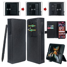 for Galaxy Z Fold 6 Case with S Pen Holder, Genuine Leather Wallet Case Built...