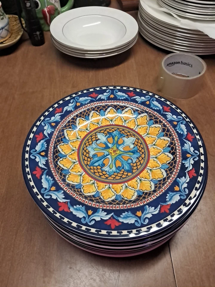 9 platos de ensalada de melamina al aire libre WILLIAMS SONOMA Sicilia 8 5/8" usados en excelente estado+  Foto 2 de 4