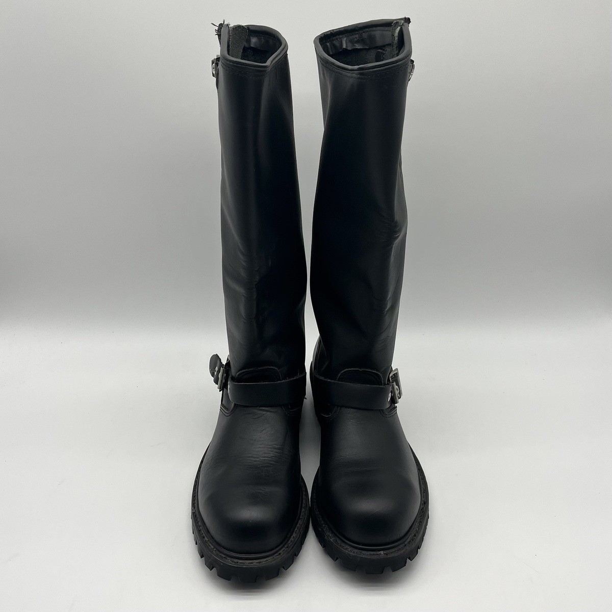 Vintage Carolina Engineer Boots Mens 7.5 Black Leather Steel Toe 