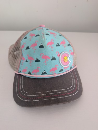 YoColorado Kids Flamingo Mountain Trucker Hat Girls Youth Snapback Pink Blue