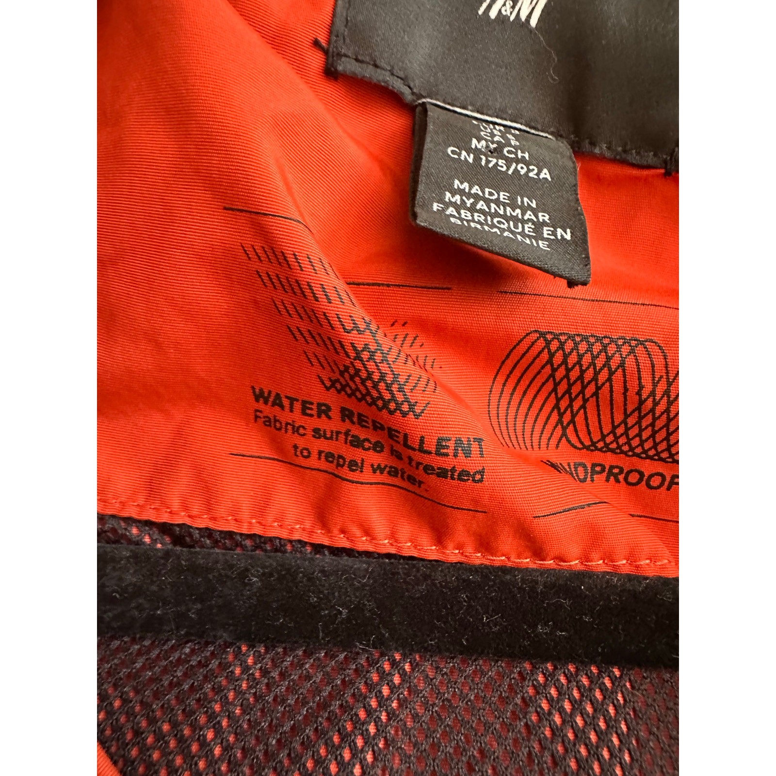 H&M Men's Orange Long Sleeve Full Zip Hoodie Windbreaker Jackets Size Small thumbnail 3