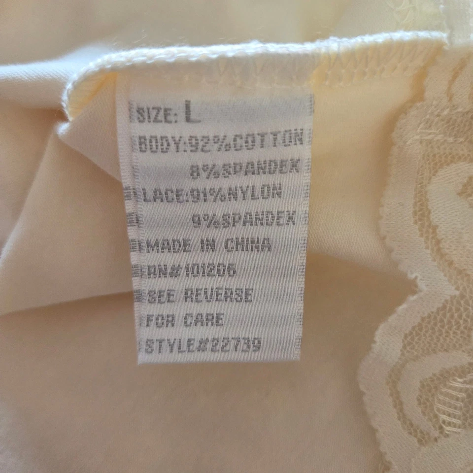 Camiseta sin mangas camisola con ribete de encaje Soft Surroundings beige crema mezcla de algodón spandex L Foto 4 de 4