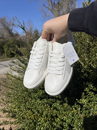 NEW Time And Tru White Fashion Casual Lace Up Sneakers Shoes Women Size 8 - Picture 8 of 12