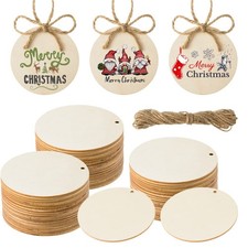 60 Unfinished Wooden Circles with Holes, 3 Inch Wood Discs for Crafts, Blank ...