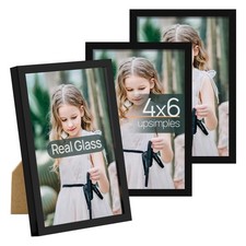 upsimples 4x6 Picture Frame Set of 3, Made High Definition 4x6, Black