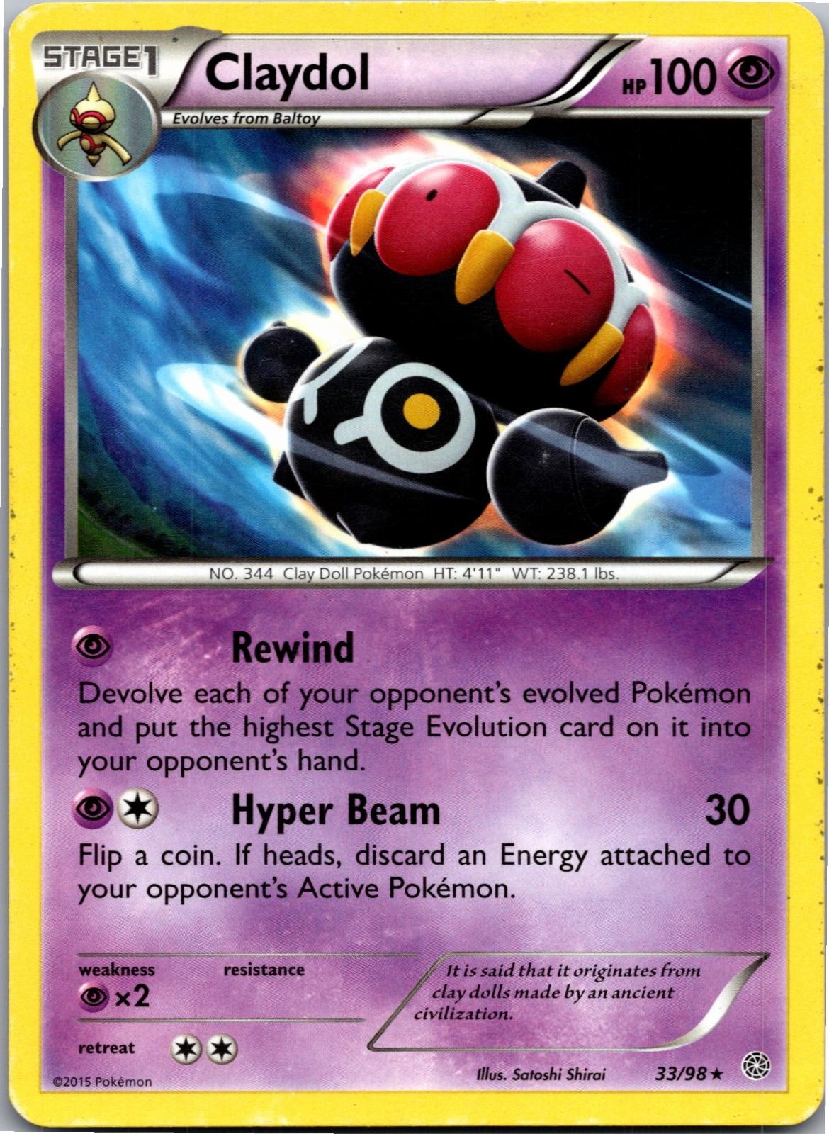 Claydol 33/98 Rare Ancient Origins Pokemon Lightly Played