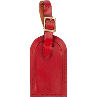 Louis Vuitton Red Leather Luggage Tag Gepäckanhänger Namensschild