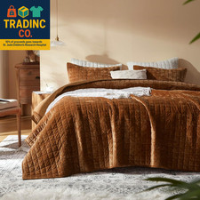 Velvet Quilt King Size-98''X106'', Lightweight Caramel Velvet Comforter Set with