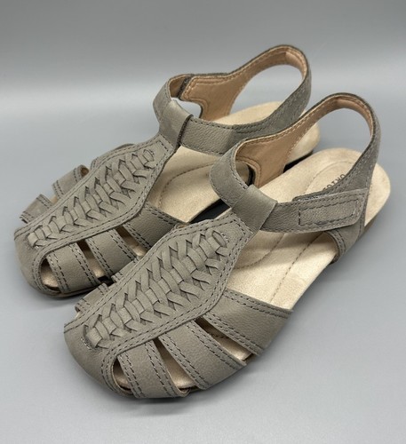 Earth Origins BALLI Taupe Suede Round Toe Fisherman Sandals Size 6.5 - Picture 2 of 10