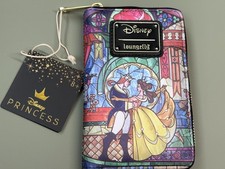 Loungefly Disney Princess Belle Wallet Zip Around Beauty Beast Stained Glass