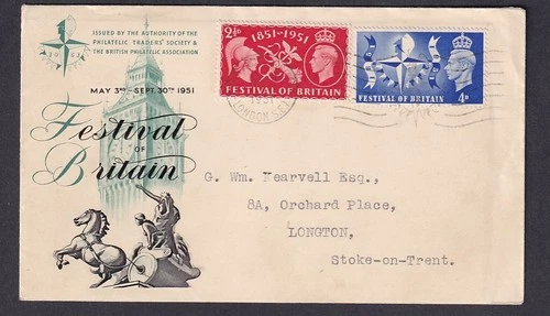 GB KGVI 1951 Festival of Britain illustrated cover 1st day festival machine pmk