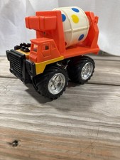 1984 Remco Toy Cement Mixer Truck Orange Polka Dot Drum Big Wheels Vintage